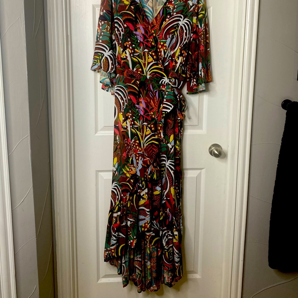 FARM RIO Hi-Lo Maxi Wrap Dress 1X